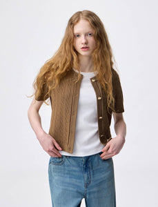 GU Cable metal button cardigan
