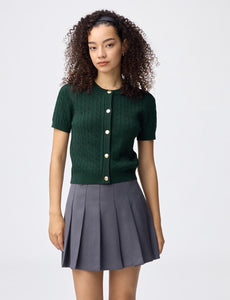 GU Cable metal button cardigan