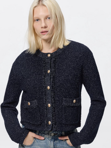 GU Fringe double pocket knit jacket Z