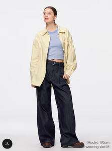 GU Light denim belted wide pants + EC (longer length 80.0cm) (PRE-ORDER)