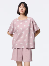 Load image into Gallery viewer, GU Cotton collar lounge set (short sleeve) (cat) [PRE-ORDER]
