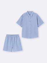 Load image into Gallery viewer, GU Striped Pajamas (short sleeves &amp; shorts) (Pre-Order)

