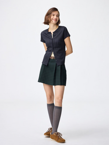 GU Side Pleated Check Skirt (Pre-order)