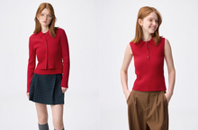 Load image into Gallery viewer, GU 2-Piece Rib Knit Polo Shirt (Pre-order)
