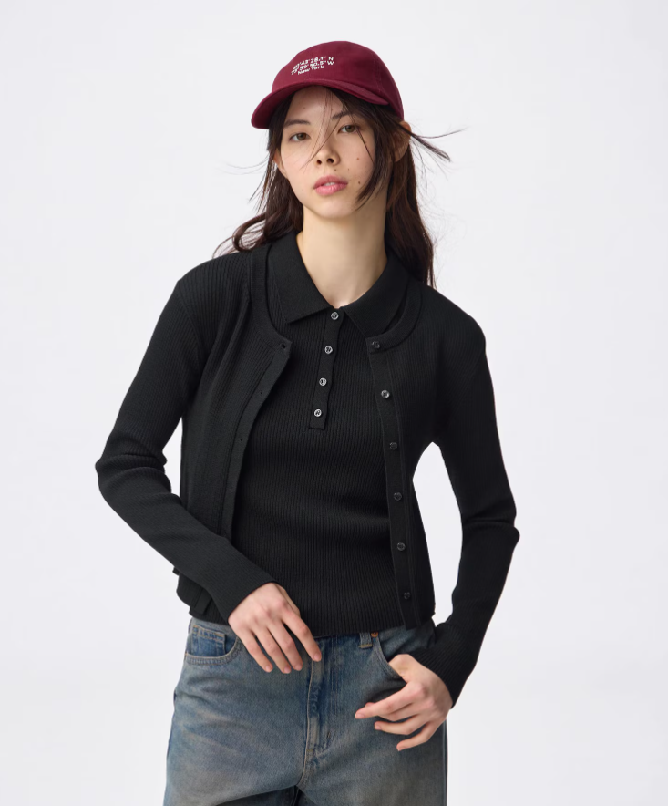 GU 2-Piece Rib Knit Polo Shirt (Pre-order)