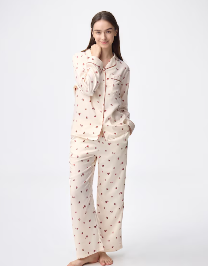 GU Satin pajamas (long sleeves & long pants) (strawberry) (Pre-order)