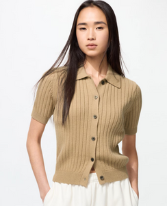 Uniqlo Ribbed Polo Cardigan/short sleeve