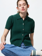 Load image into Gallery viewer, Uniqlo Ribbed Polo Cardigan/short sleeve

