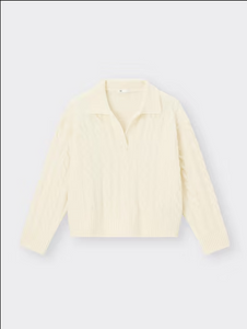 GU Puffy Touch Skipper Cable Sweater