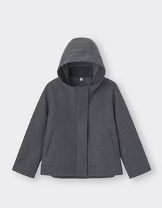 GU Cozy Melton Short Hoodie Coat