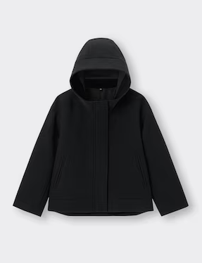 GU Cozy Melton Short Hoodie Coat