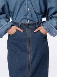 GU Denim Zip Narrow Skirt (Pre-order)