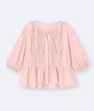 Load image into Gallery viewer, GU Lace Peplum Blouse (half sleeve) Pre-order
