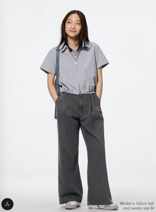 GU Light denim belted wide pants (standard length 70.0-74.0cm) (PRE-ORDER)