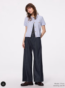 GU Light denim belted wide pants (standard length 70.0-74.0cm) (PRE-ORDER)