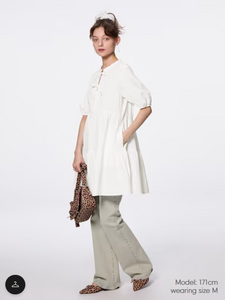 GU Cotton tiered mini dress (half sleeve) (Pre-order)