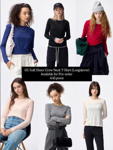 GU Soft Sheer rew neck T-shirt (long sleeve)(Pre-Order)