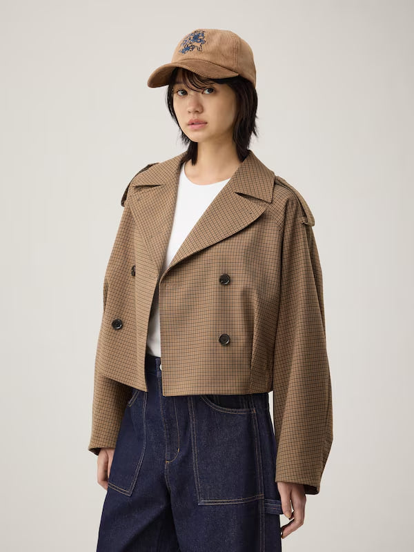 Short Trench Check Coat by rokh