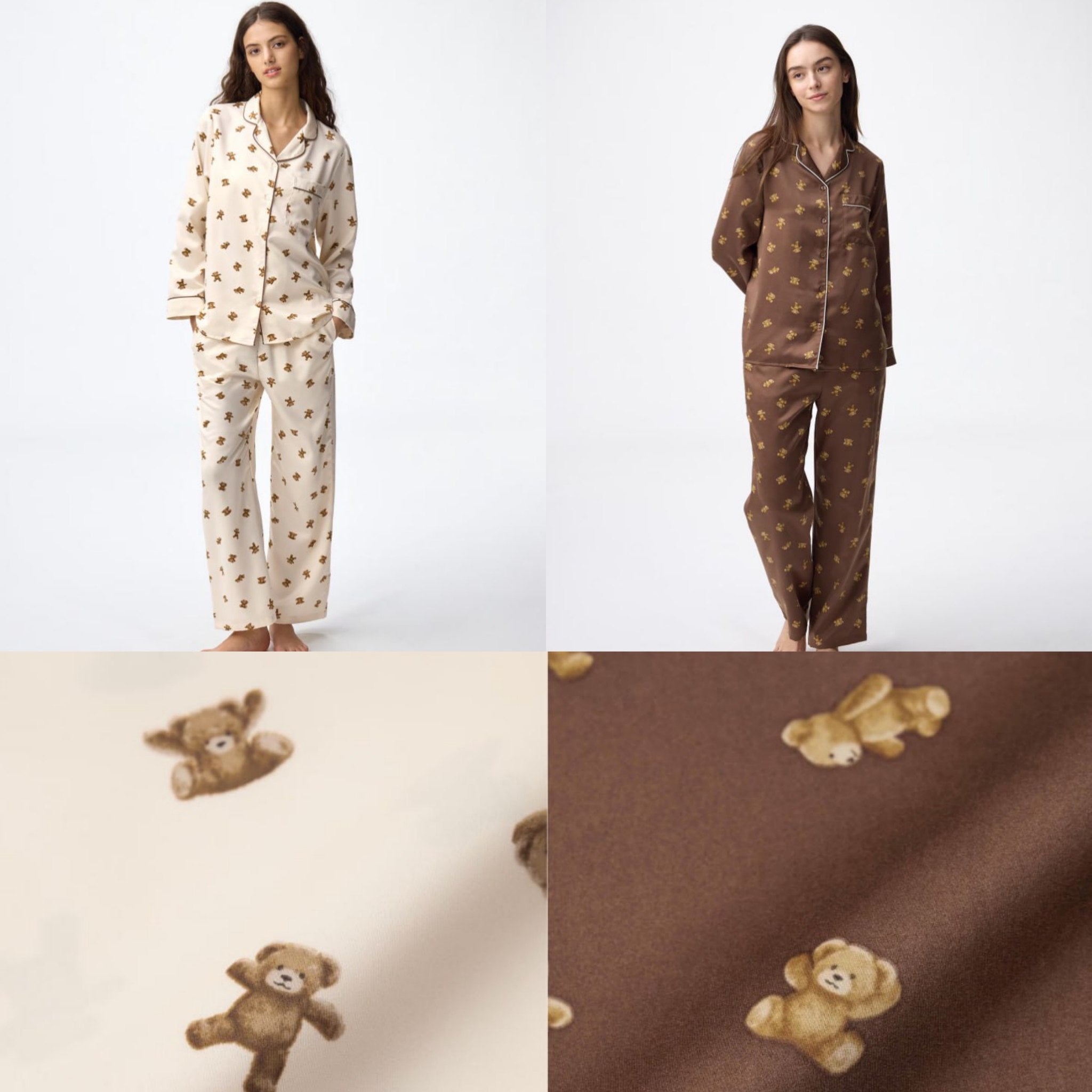 Gu Pyjamas GU Satin pajamas (long sleeves & long pants) (bear) (Pre-order ...