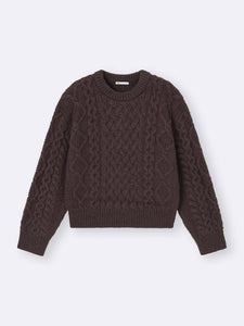 GU Cable Crew Neck Knit Pullover (Pre-order)