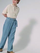 Load and play video in Gallery viewer, GU Light denim belted wide pants (standard length 70.0-74.0cm) (PRE-ORDER)

