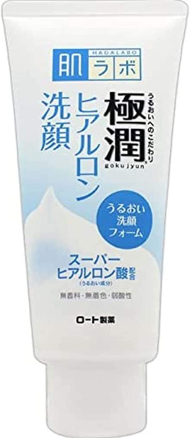 Hada Labo Gokujun Hyaluronic Facial Cleansing Foam, W Blend, Super Hyaluronic Acid & Adsorption Type Hyaluronic Acid