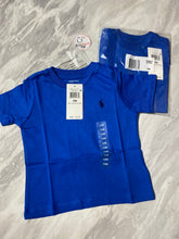 Load image into Gallery viewer, Ralph Lauren Cotton Jersey Crew Neck Tee Baby with buttons 12months Royal Blue and Empire Yellow
