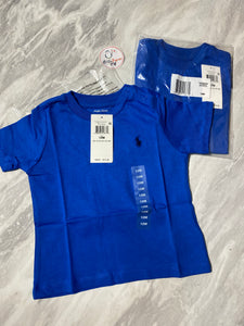 Ralph Lauren Cotton Jersey Crew Neck Tee Baby with buttons 12months Royal Blue and Empire Yellow