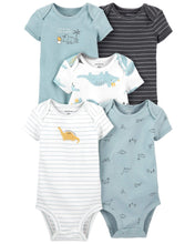 Load image into Gallery viewer, Carter&#39;s 5-Pack Short-Sleeve Bodysuits Dinosaur
