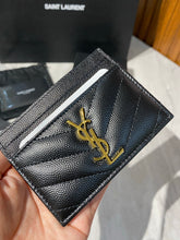 Load image into Gallery viewer, YSL Card Holder Black Gold Hardware

